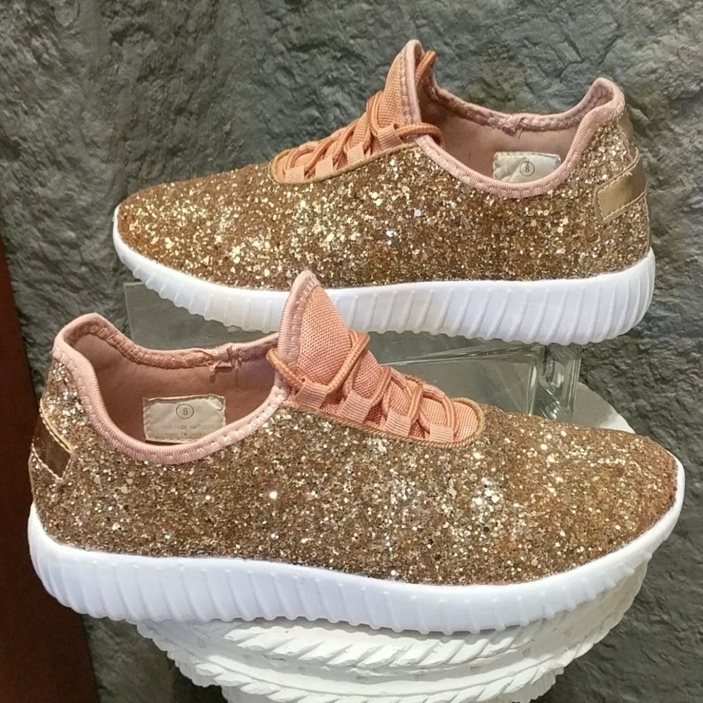 Gold Sparkly Tennis Shoes/Sneakers